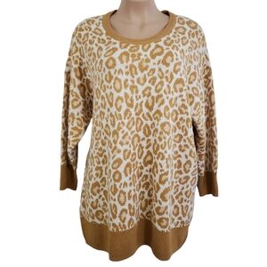 Torrid Drop Shoulder Sweater Popcorn Leopard Print Size 4X Knit Pullover ~ NWT